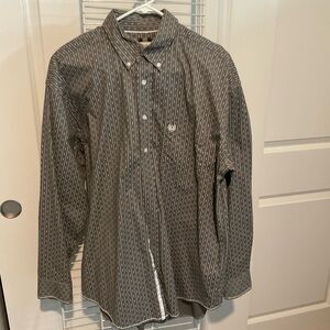 Gray Casual Button Down Shirt with Classic Collar